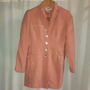 Silx 100% Silk Rose/Pink Long Size 4 Women's Blazer.